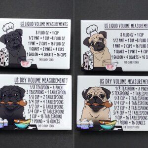 Pug Dog Measuring Chart Magnet Set Handmade Kitchen Decor and Gifts